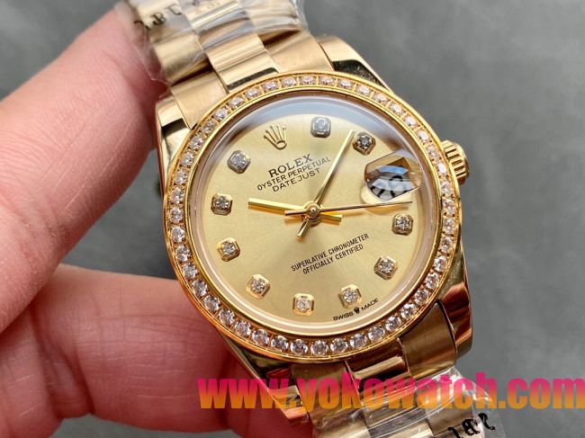 ロレックスコピー・デイトジャスト（DATEJUST）31mm 279138R“ダイヤモンドベゼル＋ゴールドダイヤル＋ゴールドブレスレット” レディース専用モデル