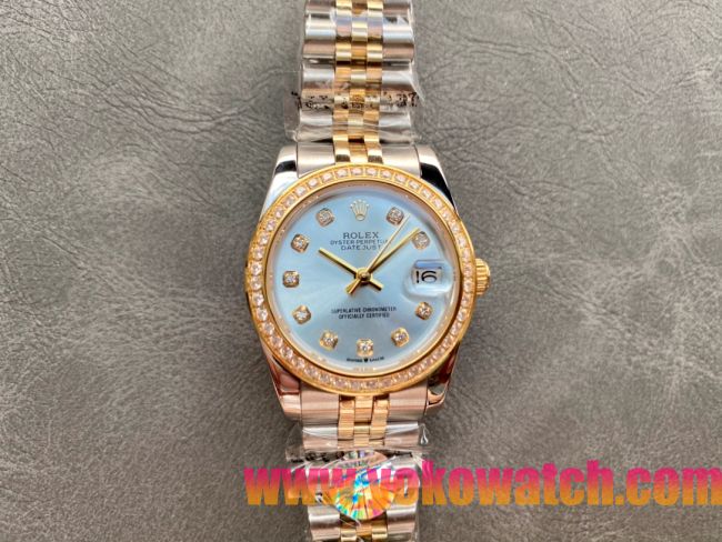 ロレックスコピー・デイトジャスト（DATEJUST）31mm 279138R“ダイヤモンドベゼル＋ホワイトダイヤル＋ステンレススチール＆イエローゴールドブレスレット” レディース専用モデル