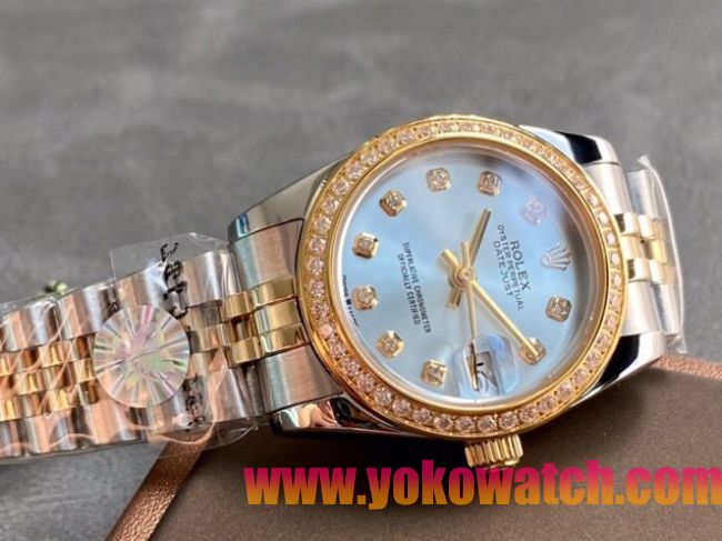 ロレックスコピー・デイトジャスト（DATEJUST）31mm 279138R“ダイヤモンドベゼル＋ホワイトダイヤル＋ステンレススチール＆イエローゴールドブレスレット” レディース専用モデル
