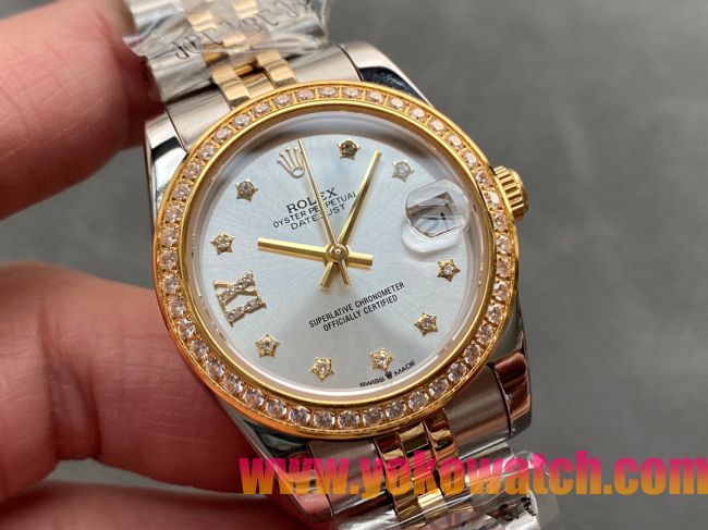 ロレックスコピー・デイトジャスト（DATEJUST）31mm 279138R“ダイヤモンドベゼル＋スターダイヤル＋ダイヤモンドインデックス＋ステンレススチール＆イエローゴールドブレスレット” レディース専用モデル