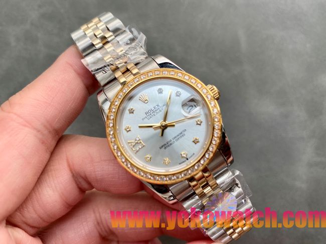 ロレックスコピー・デイトジャスト（DATEJUST）31mm 279138R“ダイヤモンドベゼル＋スターダイヤル＋ダイヤモンドインデックス＋ステンレススチール＆イエローゴールドブレスレット” レディース専用モデル