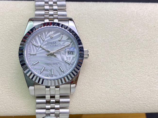 ロレックスコピー・デイトジャスト（DATEJUST）31mm 279160R“全ステンレススチール仕様＋三角坑紋ベゼル＋バーインデックス＋アイスウェーブダイヤル” レディース専用モデル