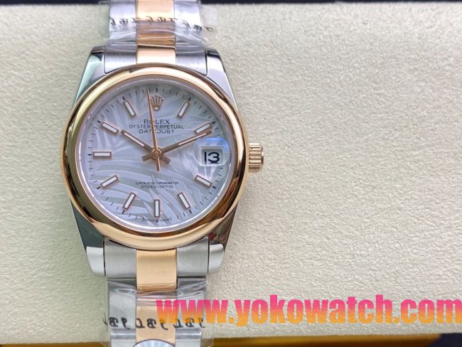 ロレックスコピー・デイトジャスト（DATEJUST）31mm 279160R“ローズゴールドベゼル＋ホワイトパームダイヤル” レディース専用モデル