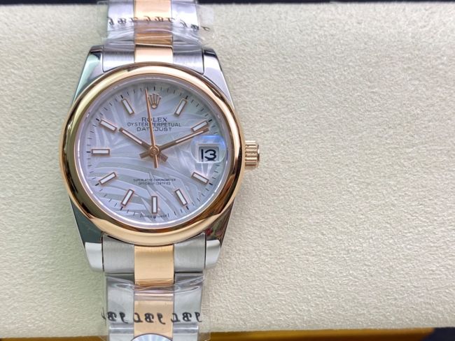 ロレックスコピー・デイトジャスト（DATEJUST）31mm 279160R“ローズゴールドベゼル＋ホワイトパームダイヤル” レディース専用モデル