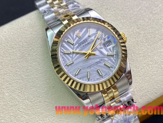 ロレックスコピー・デイトジャスト（DATEJUST）31mm 279160R“イエローゴールドベゼル＋ホワイトパームダイヤル” レディース専用モデル
