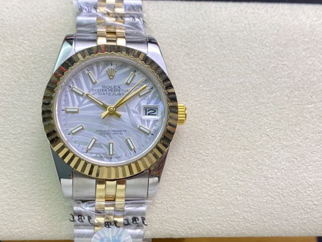 ロレックスコピー・デイトジャスト（DATEJUST）31mm 279160R“イエローゴールドベゼル＋ホワイトパームダイヤル” レディース専用モデル