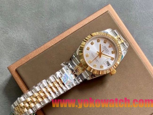 ロレックスコピー・デイトジャスト（DATEJUST）31mm 279160R“イエローゴールドベゼル＋ダイヤモンドインデックス” レディース専用モデル