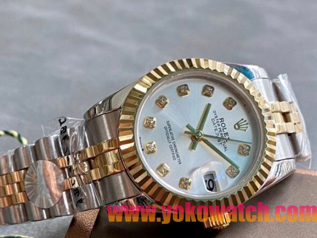 ロレックスコピー・デイトジャスト（DATEJUST）31mm 279160R“イエローゴールドベゼル＋ダイヤモンドインデックス” レディース専用モデル