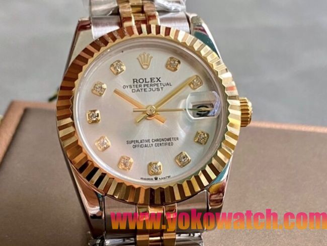 ロレックスコピー・デイトジャスト（DATEJUST）31mm 279160R“イエローゴールドベゼル＋ダイヤモンドインデックス” レディース専用モデル