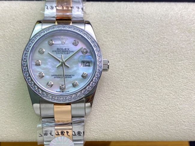 ロレックスコピー・デイトジャスト（DATEJUST）31mm 279160R“ダイヤモンドベゼル＋パール調ダイヤル” レディース専用モデル