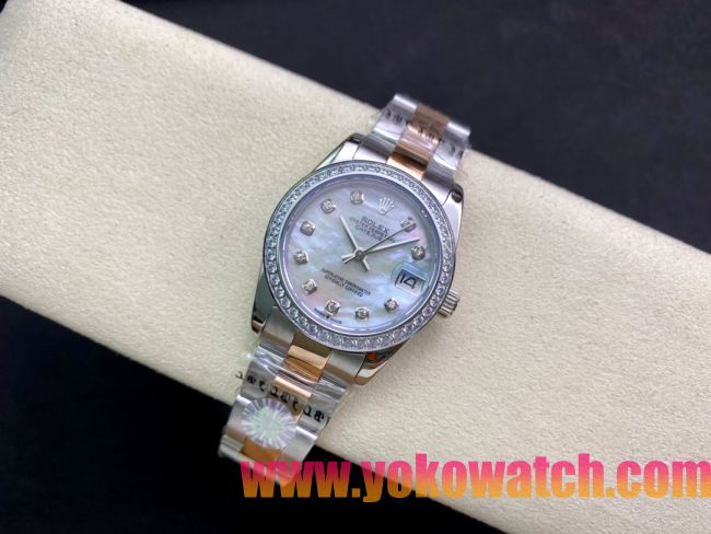 ロレックスコピー・デイトジャスト（DATEJUST）31mm 279160R“ダイヤモンドベゼル＋パール調ダイヤル” レディース専用モデル