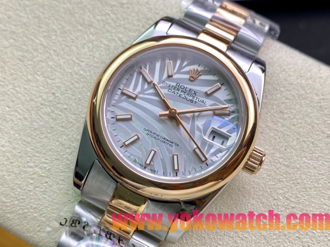ロレックスコピー・デイトジャスト（DATEJUST）31mm 279160R“ローズゴールドベゼル＋ホワイトパームダイヤル” レディース専用モデル