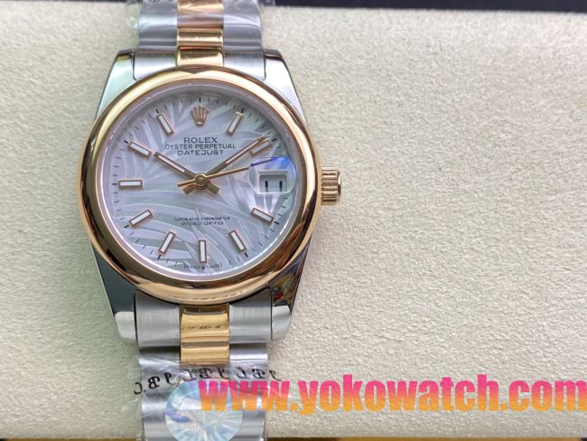 ロレックスコピー・デイトジャスト（DATEJUST）31mm 279160R“ローズゴールドベゼル＋ホワイトパームダイヤル” レディース専用モデル