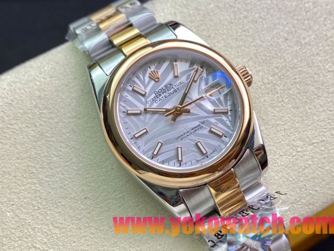 ロレックスコピー・デイトジャスト（DATEJUST）31mm 279160R“ローズゴールドベゼル＋ホワイトパームダイヤル” レディース専用モデル