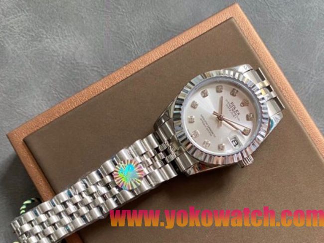 ロレックスコピー・デイトジャスト（DATEJUST）31mm 279160R“ダイヤモンドインデックス＋ホワイトダイヤル” レディース専用モデル