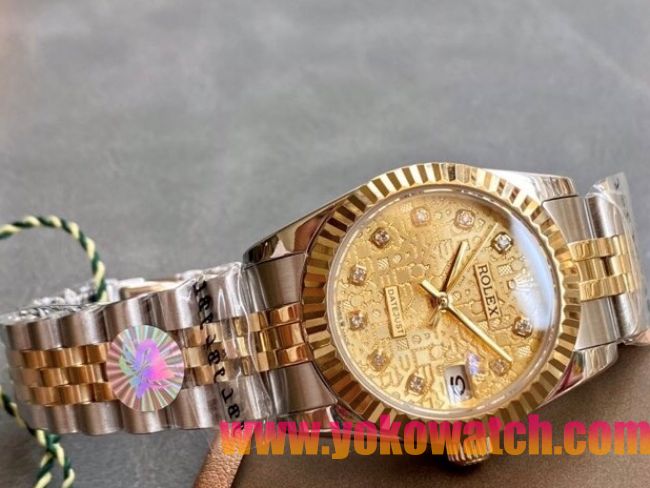 ロレックスコピー・デイトジャスト（DATEJUST）31mm 279160R“ゴールド文字盤＋ダイヤモンドインデックス” レディース専用モデル