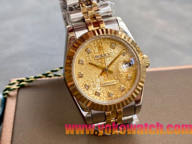 ロレックスコピー・デイトジャスト（DATEJUST）31mm 279160R“ゴールド文字盤＋ダイヤモンドインデックス” レディース専用モデル