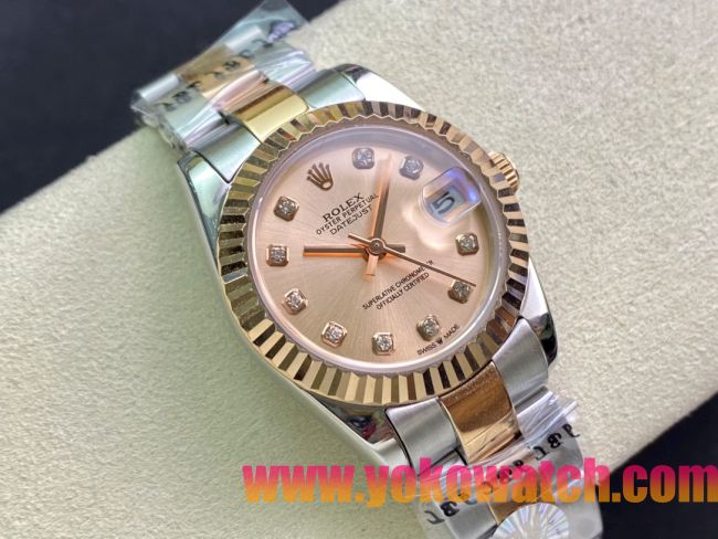 ロレックスコピー・デイトジャスト（DATEJUST）31mm 279160R“ローズゴールドベゼル＋ピンクダイヤル” レディース専用モデル