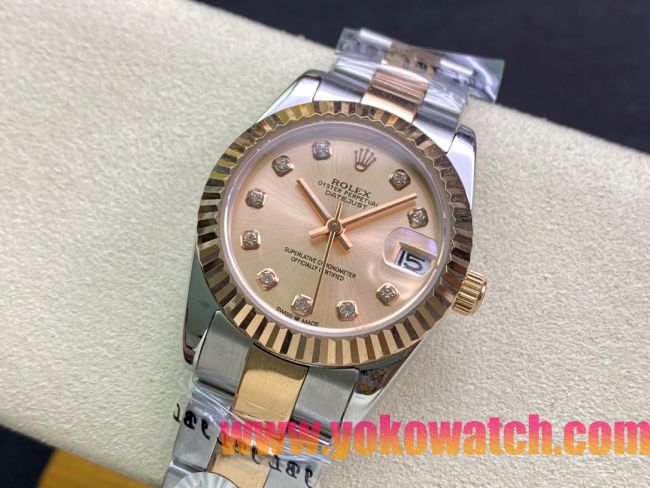 ロレックスコピー・デイトジャスト（DATEJUST）31mm 279160R“ローズゴールドベゼル＋ピンクダイヤル” レディース専用モデル