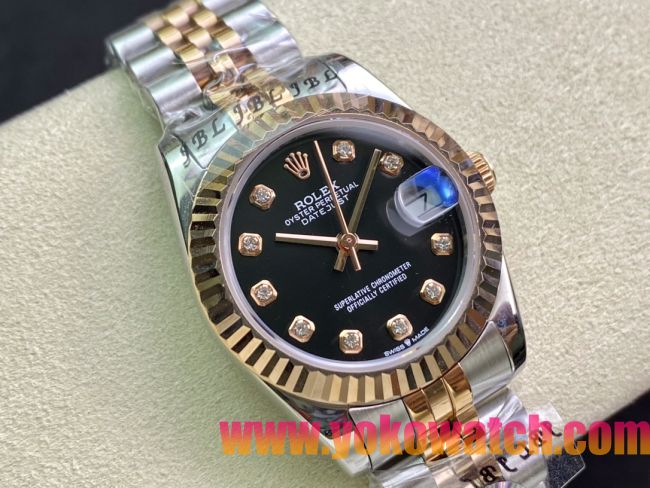 ロレックスコピー・デイトジャスト（DATEJUST）31mm 279160R“グリーンダイヤル＋ダイヤモンドインデックス” レディース専用モデル