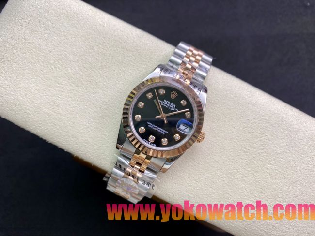 ロレックスコピー・デイトジャスト（DATEJUST）31mm 279160R“グリーンダイヤル＋ダイヤモンドインデックス” レディース専用モデル