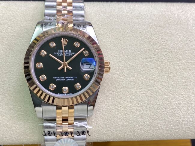 ロレックスコピー・デイトジャスト（DATEJUST）31mm 279160R“グリーンダイヤル＋ダイヤモンドインデックス” レディース専用モデル