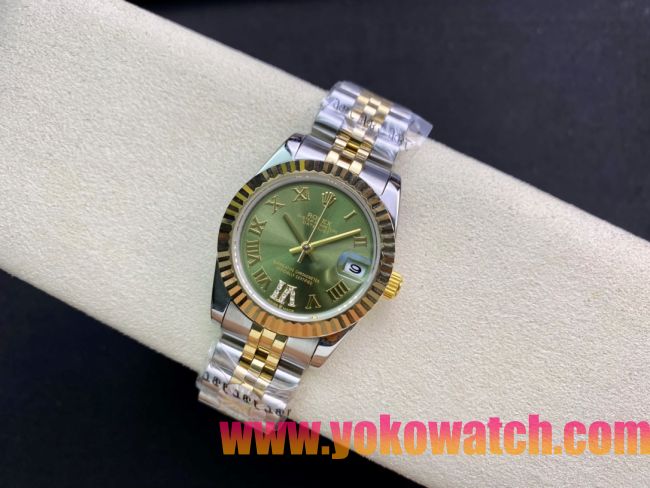 ロレックスコピー・デイトジャスト（DATEJUST）31mm 279160R“グリーンダイヤル＋ローマ数字インデックス” レディース専用モデル