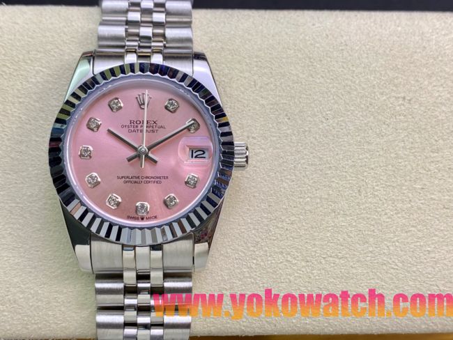 ロレックスコピー・デイトジャスト（DATEJUST）31mm 279160R“ピンクダイヤル＋ダイヤモンドインデックス” レディース専用モデル