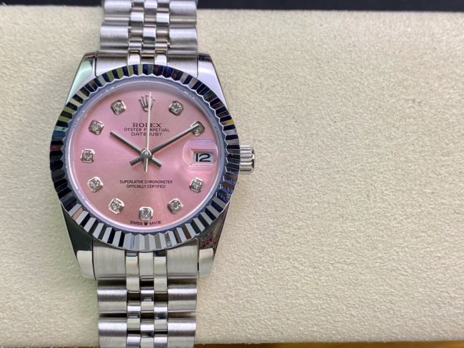 ロレックスコピー・デイトジャスト（DATEJUST）31mm 279160R“ピンクダイヤル＋ダイヤモンドインデックス” レディース専用モデル