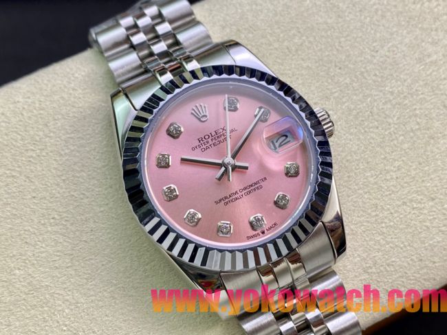 ロレックスコピー・デイトジャスト（DATEJUST）31mm 279160R“ピンクダイヤル＋ダイヤモンドインデックス” レディース専用モデル