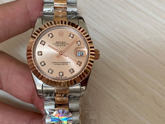 ロレックスコピー・デイトジャスト（DATEJUST）31mm 279160R“ローズゴールド調ダイヤル＋ダイヤモンドインデックス” レディース専用モデル