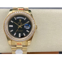 ロレックスコピー デイデイト 40mm 228238“ブラックダイヤル・ダイヤモンドベゼル・18Kイエローゴールド仕様” レディース／ユニセックスモデル