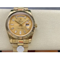 ロレックスコピー デイデイト 40mm 228238“シャンパンダイヤル・バゲットカットインデックス・18Kイエローゴールド仕様” ユニセックスモデル  