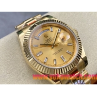 ロレックスコピー デイデイト 40mm 228238“シャンパンダイヤル・バゲットカットインデックス・18Kイエローゴールド仕様” ユニセックスモデル  