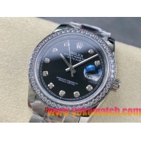 ロレックスコピー デイトジャスト 36mm 126234“ブラックダイヤル・ダイヤモンドベゼル・ステンレススチール仕様” レディース／ユニセックスモデル 