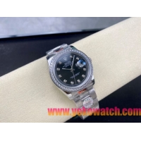 ロレックスコピー デイトジャスト 36mm 126234“ブラックダイヤル・ダイヤモンドベゼル・ステンレススチール仕様” レディース／ユニセックスモデル 