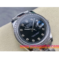 ロレックスコピー デイトジャスト 36mm 126234“ブラックダイヤル・ダイヤモンドベゼル・ステンレススチール仕様” レディース／ユニセックスモデル 