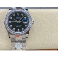 ロレックスコピー デイトジャスト 36mm 126234“ブラックダイヤル・ダイヤモンドベゼル・ステンレススチール仕様” レディース／ユニセックスモデル 