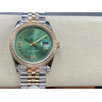 ロレックスコピー デイトジャスト 36mm 126234“エメラルドグリーンダイヤル・ローマ数字インデックス・ツートーン（SS＋18Kイエローゴールド）・ダイヤモンドベゼル仕様” ユニセックスモデル