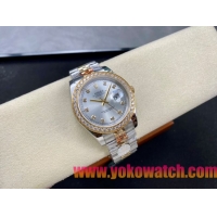 ロレックスコピー デイトジャスト 41mm 126334“シルバーダイヤル・ダイヤモンドインデックス・ツートーン（SS＋18Kイエローゴールド）・ダイヤモンドベゼル仕様” ユニセックスモデル