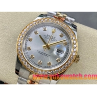 ロレックスコピー デイトジャスト 41mm 126334“シルバーダイヤル・ダイヤモンドインデックス・ツートーン（SS＋18Kイエローゴールド）・ダイヤモンドベゼル仕様” ユニセックスモデル