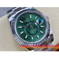ロレックスコピー スカイ・ドウェラー 42mm 326934“エメラルドグリーンダイヤル・シルバーマークインデックス・904Lステンレス仕様” ユニセックスモデル