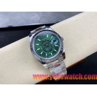 ロレックスコピー スカイ・ドウェラー 42mm 326934“エメラルドグリーンダイヤル・シルバーマークインデックス・904Lステンレス仕様” ユニセックスモデル