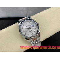 ロレックスコピー デイトジャスト 41mm 126334“シルバーダイヤル・ダイヤモンドインデックス・904Lステンレス仕様・マイクロメカニカルパターン文字盤” ユニセックスモデル