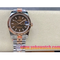ロレックスコピー デイトジャスト 31mm 278271“ブラウン文字盤・イエローゴールドベゼル＋ダイヤモンドインデックス・904Lステンレス仕様” レディースモデル