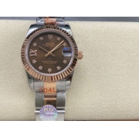 ロレックスコピー デイトジャスト 31mm 278271“ブラウン文字盤・イエローゴールドベゼル＋スターダイヤモンドインデックス・904Lステンレス仕様” レディースモデル 