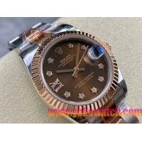 ロレックスコピー デイトジャスト 31mm 278271“ブラウン文字盤・イエローゴールドベゼル＋スターダイヤモンドインデックス・904Lステンレス仕様” レディースモデル 