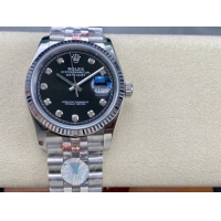 ロレックスコピー デイトジャスト 36mm 126234“ブラック文字盤・ダイヤモンドインデックス・ツートーンブレスレット（双頭粒帯仕様）・904Lステンレス仕様” ユニセックスモデル