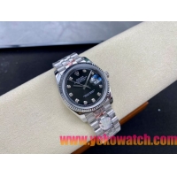 ロレックスコピー デイトジャスト 36mm 126234“ブラック文字盤・ダイヤモンドインデックス・ツートーンブレスレット（双頭粒帯仕様）・904Lステンレス仕様” ユニセックスモデル