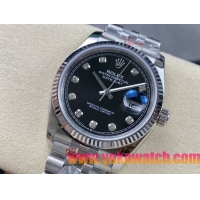 ロレックスコピー デイトジャスト 36mm 126234“ブラック文字盤・ダイヤモンドインデックス・ツートーンブレスレット（双頭粒帯仕様）・904Lステンレス仕様” ユニセックスモデル